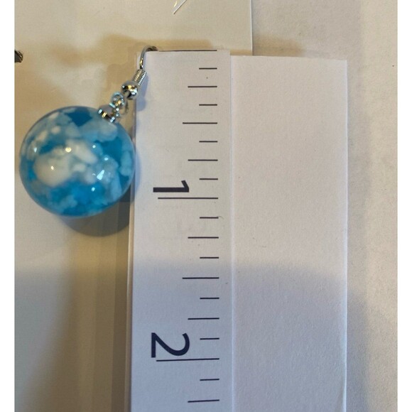 Earrings Clouds in the Blue Sky Globe Dangle Whimsical Statement Lightweight - Picture 5 of 6